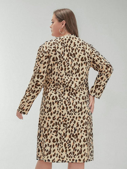 Leopard Print Lace Wrap Dress