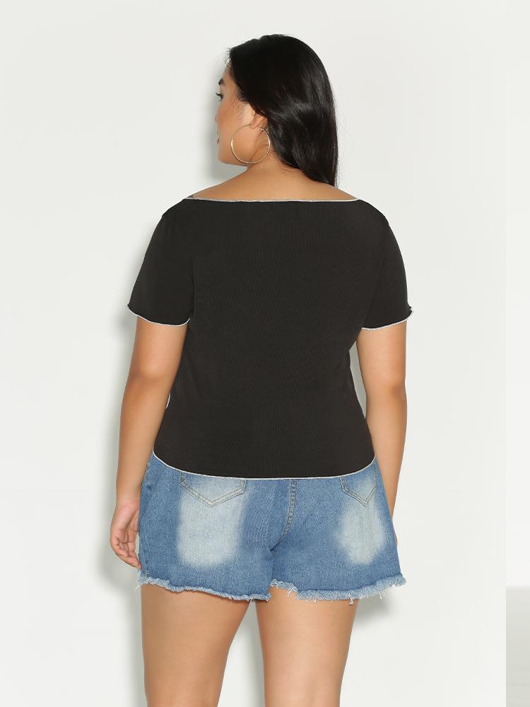 Stitch Square Collar T-Shirt