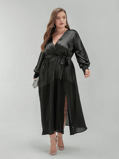 Solid Stitching Wrap Dress