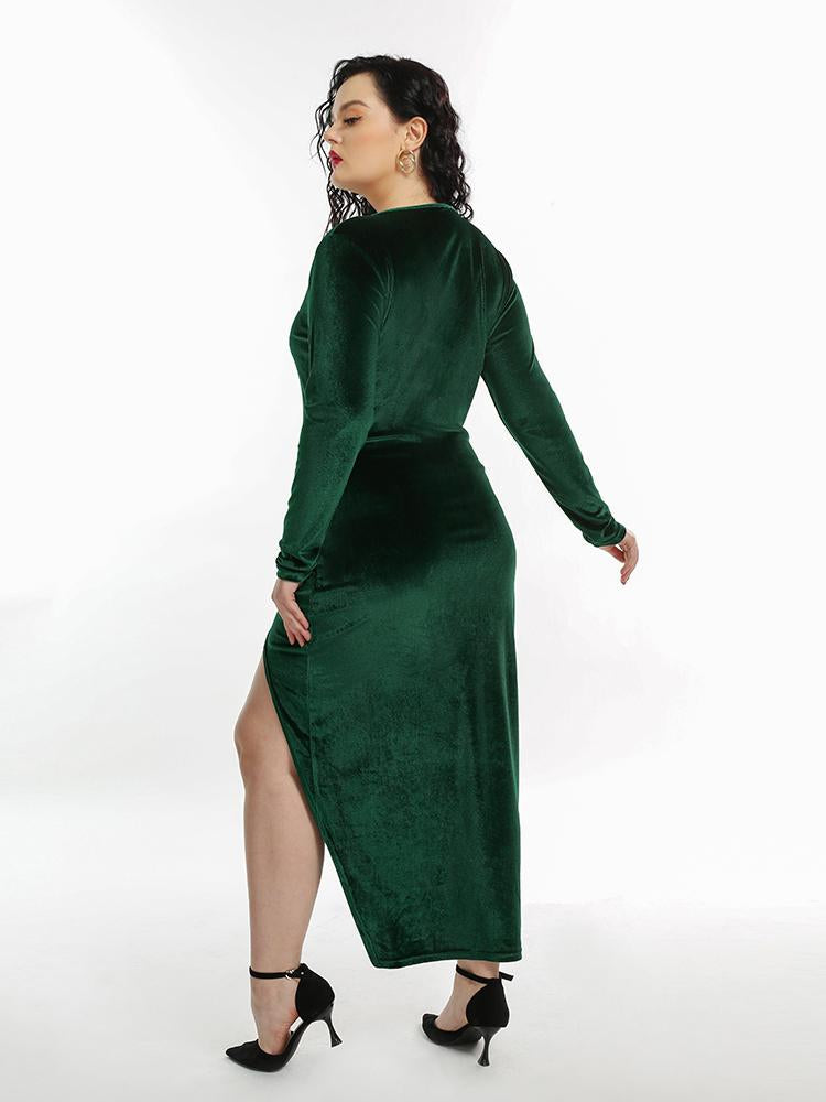 Sexy High Slit Long Sleeve Dress