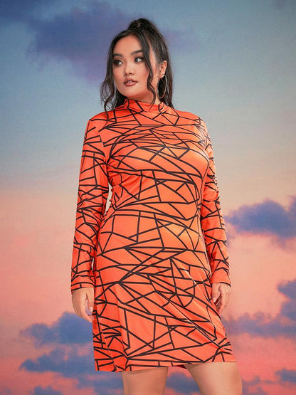 Halloween Line Geometric Print Dress