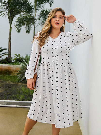 Polka Dot V-neck Dresses