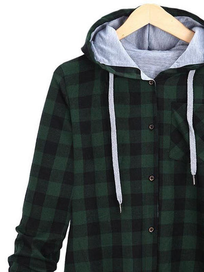 Plaid Drawstring Hoodie