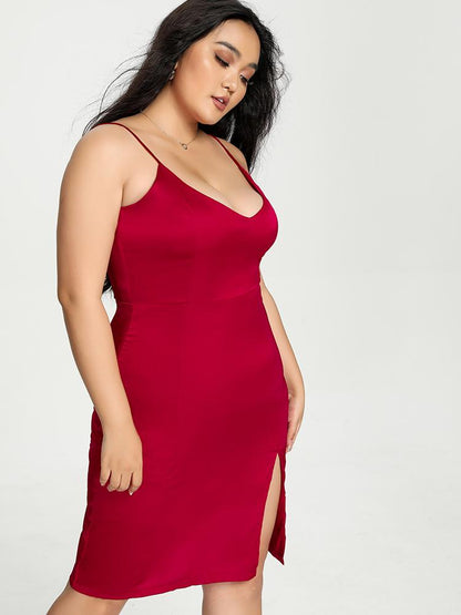 Split Hem Suspender Dress