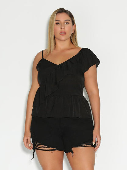 Cold Shoulder Ruffle Top