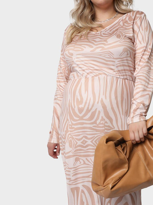 Zebra Print Long Sleeve Dress
