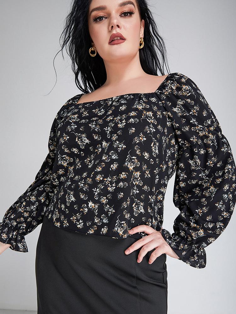 Ditsy Floral Square Neck Blouse