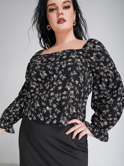 Ditsy Floral Square Neck Blouse
