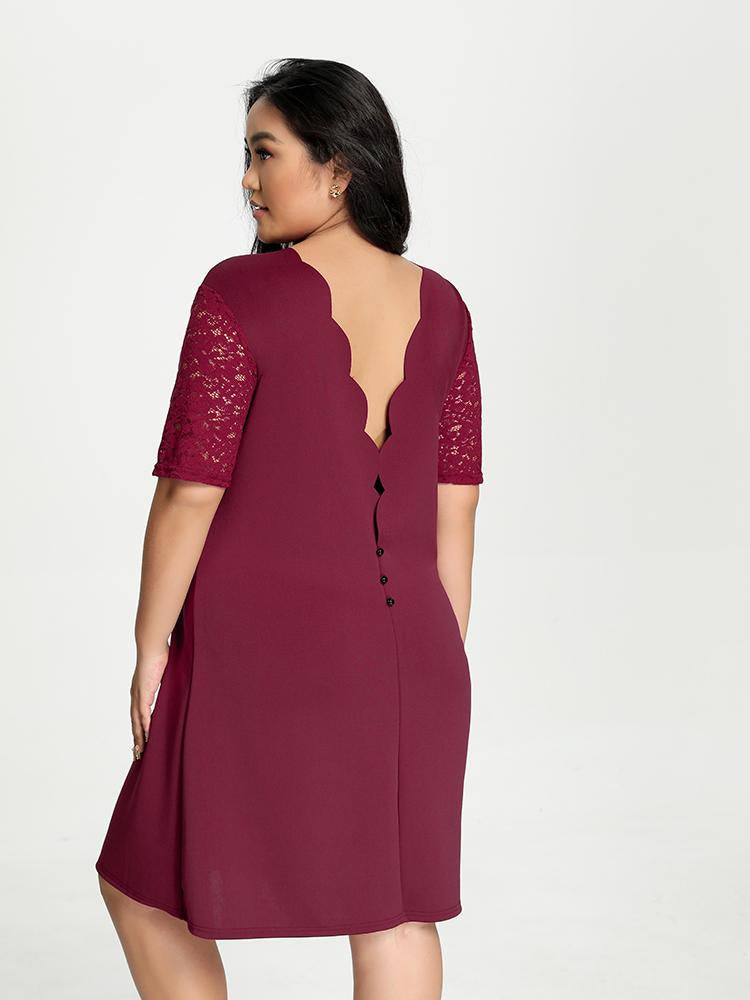 Backless Lace Sleeve Dress