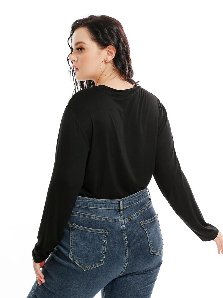 Printed Stitching Round Neck T-shirt