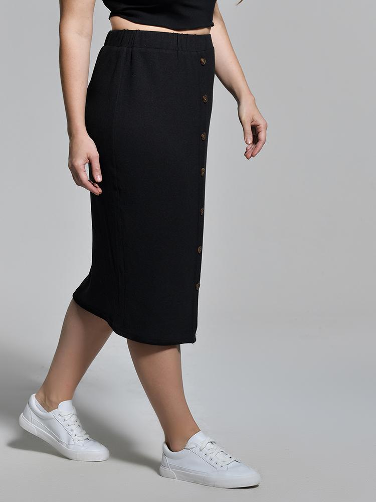 Button High Waist Skirt
