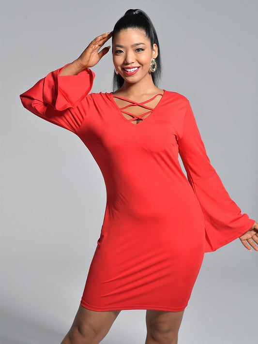 Solid Long Sleeve Dress