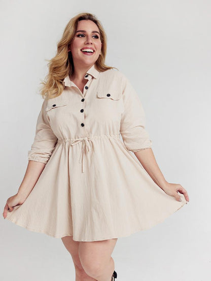 Button Drawstring Dress