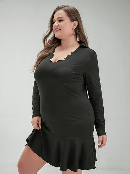 Irregular Neck Long Sleeve Dress