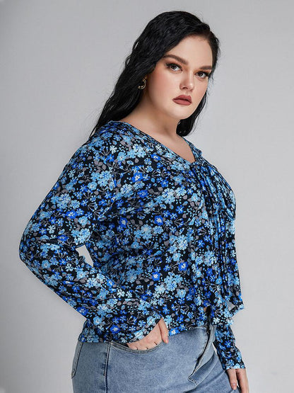 Ditsy Floral Bowknot Crop Blouse