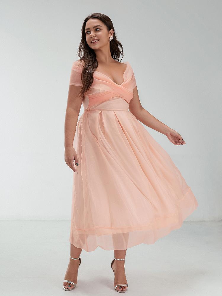 Backless V-neck Mesh Dress