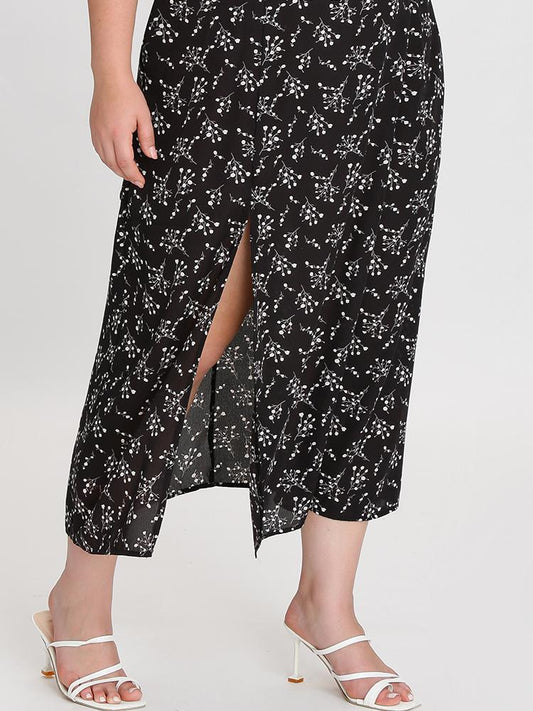 Floral Frill Slit Dress