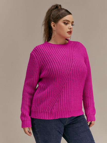 Solid Color Crew Neck Sweater