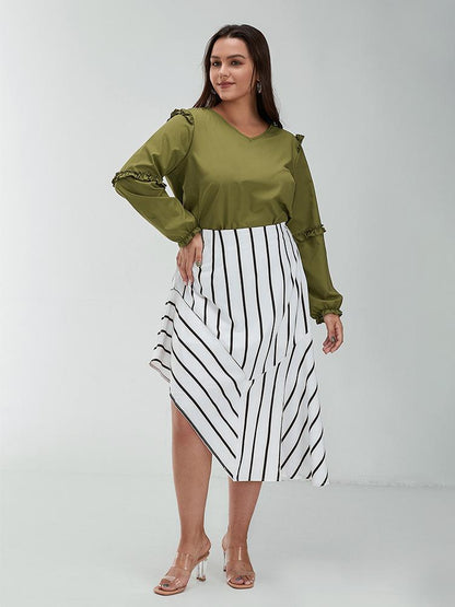 Ruffle Sleeve V-neck Blouse