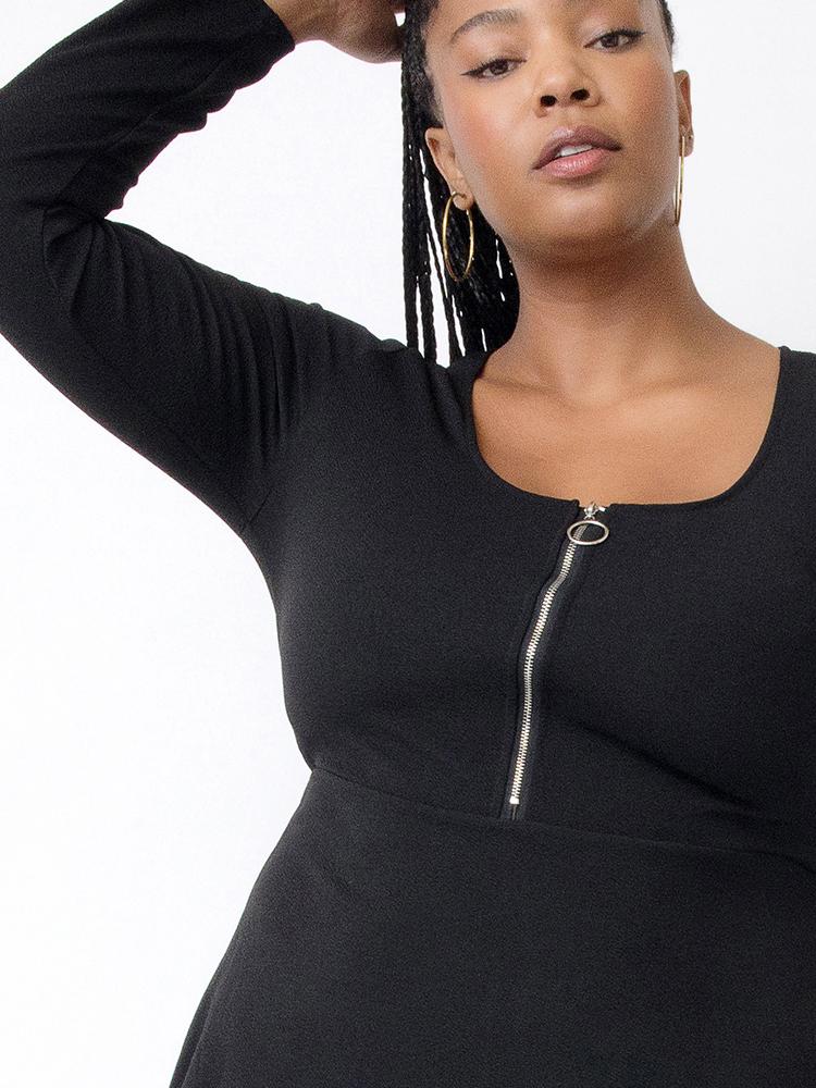 Zip Up Long Sleeve Dress