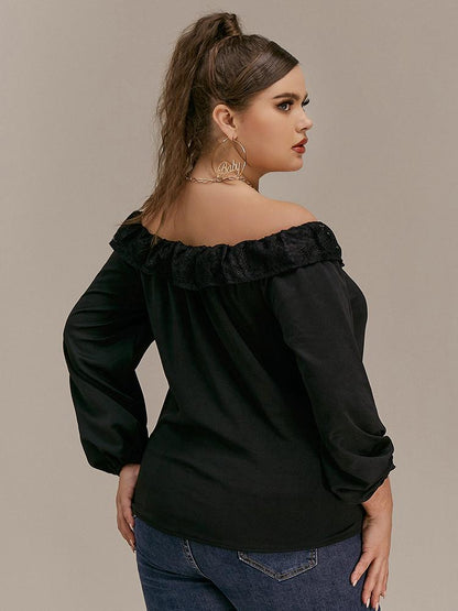 Lace Stitching Off Shoulder Blouse