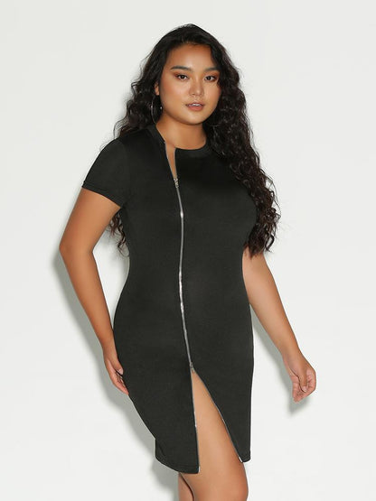 Zipper Split Hem Dress