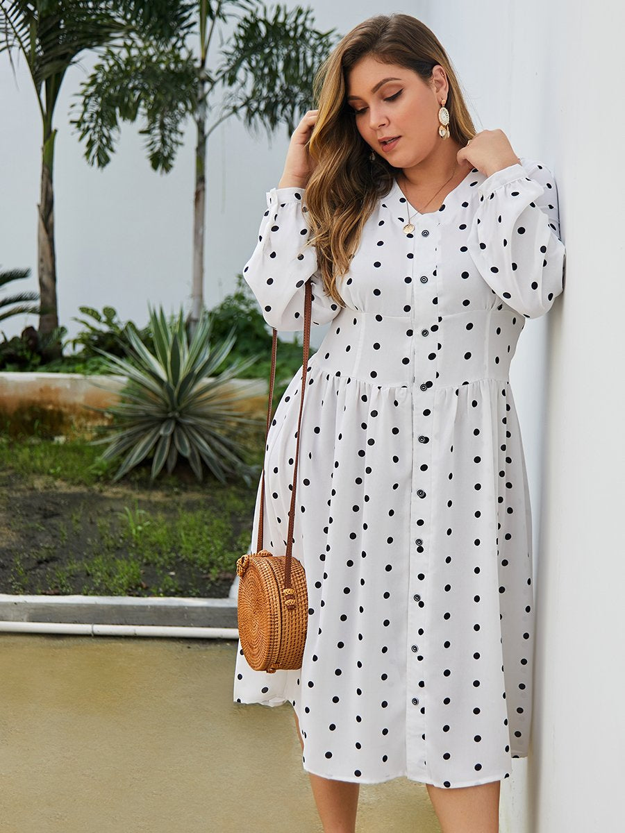 Polka Dot V-neck Dresses
