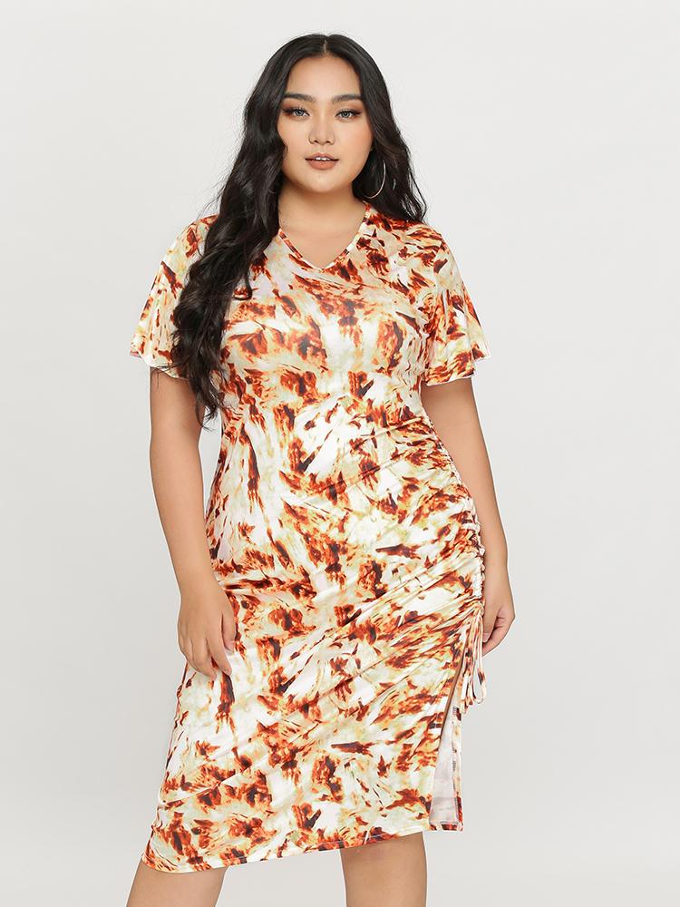 V-Neck Knotted Side Dress