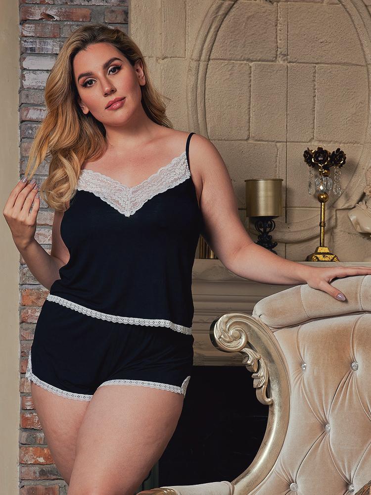 V-neck Lace Jumpsuits Loungewear