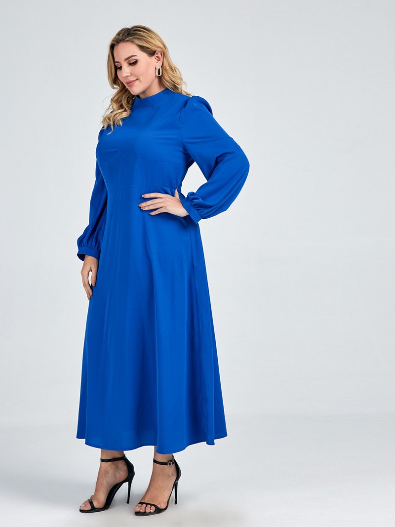 Half Turtleneck Solid Maxi Dress
