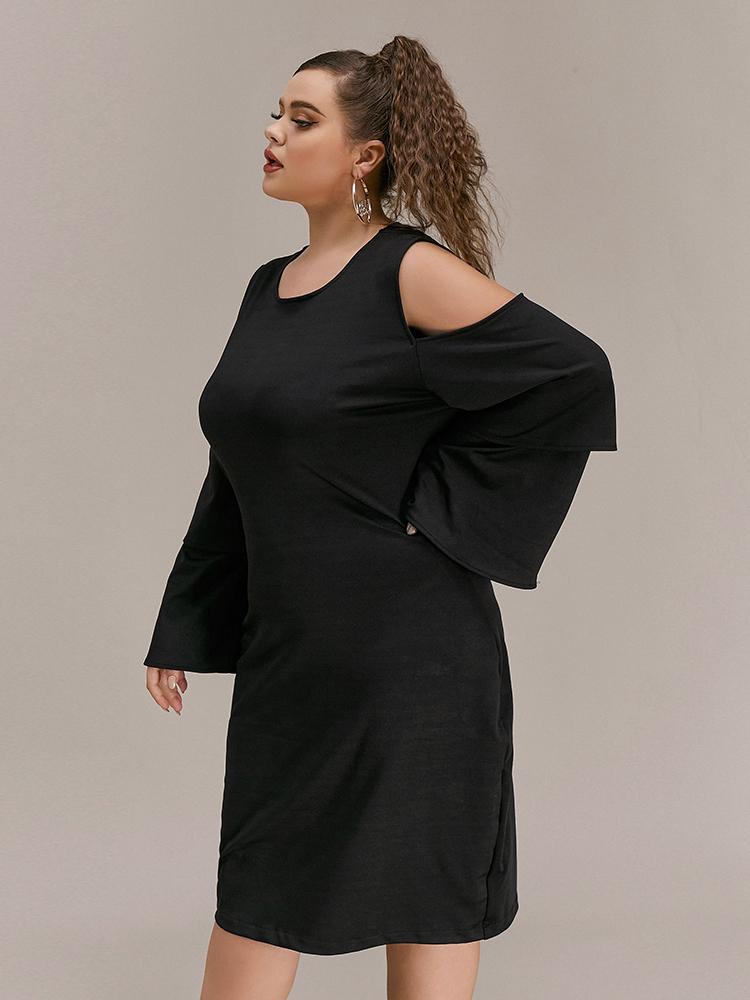 Flared Sleeve Cold Shoulder Dress