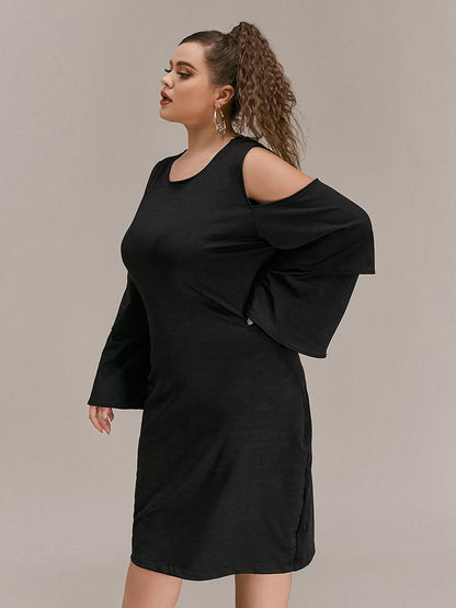 Flared Sleeve Cold Shoulder Dress