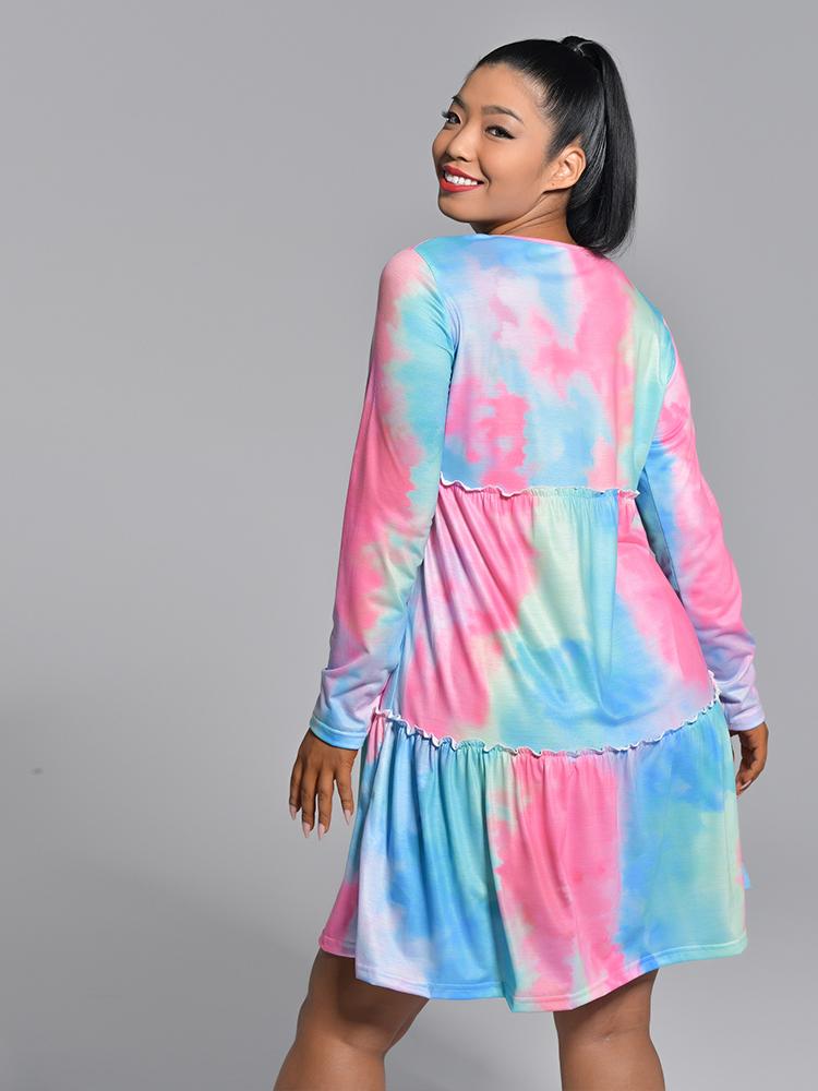 Tie Dye Round-neck Dress