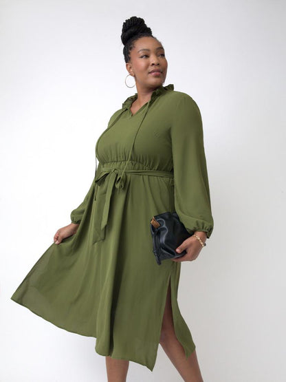 Solid Color Split Dress