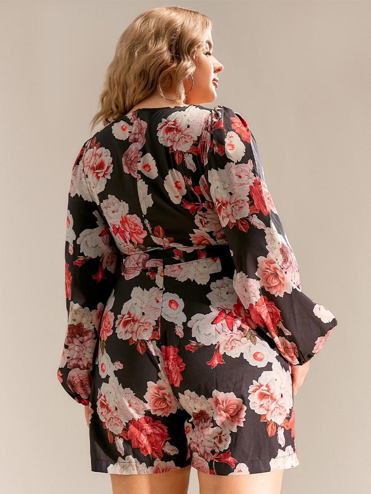 Floral Square Collar Jumpsuit