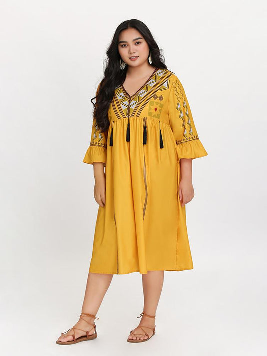 Tassels Bell Sleeve Dress
