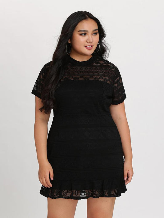 Lace Ruffle Mini Dress