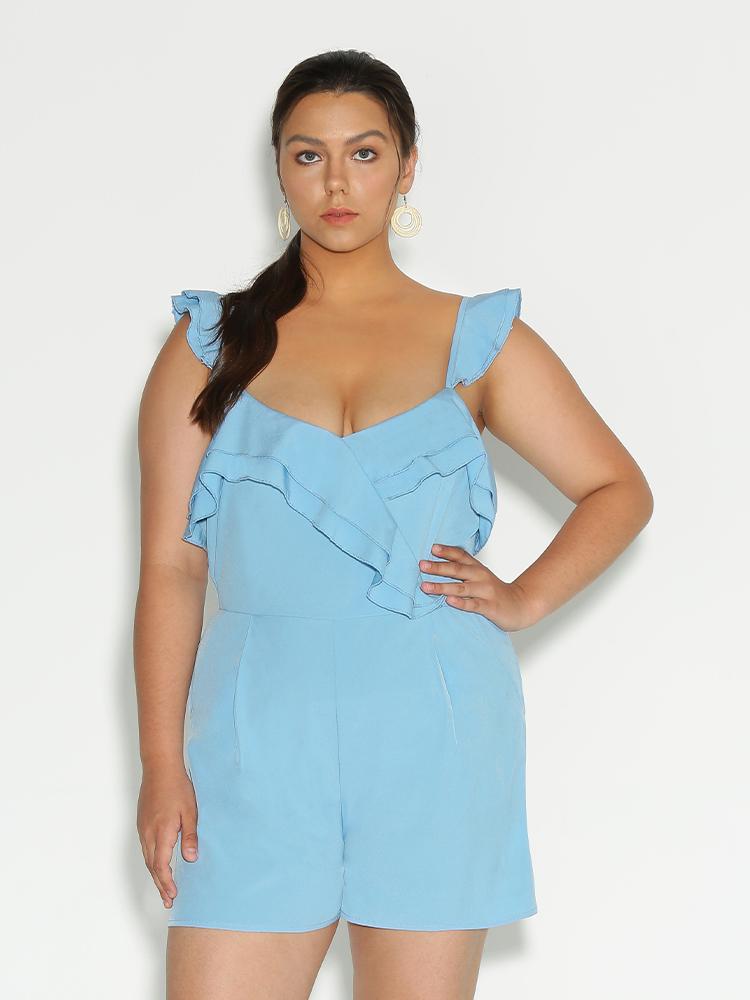 Ruffle Backless Romper