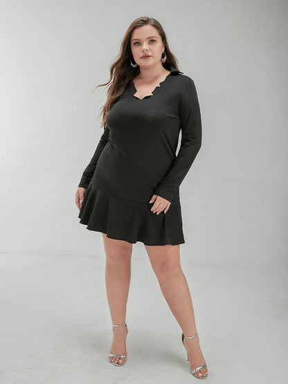 Irregular Neck Long Sleeve Dress