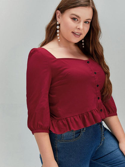 Ruffled Puff Sleeve Crop Top