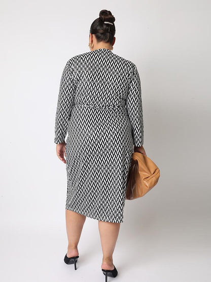 Geometric Print Wrap Dress