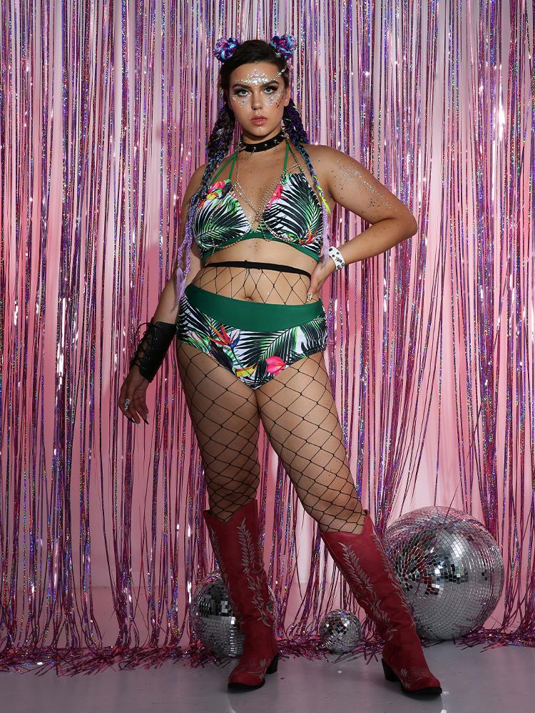 Leaf Backless Knotted Tankini