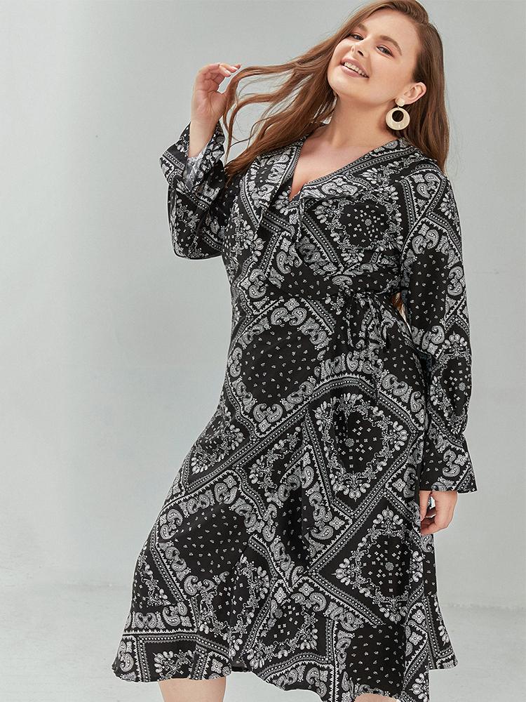 Vintage Printed Wrap Dress