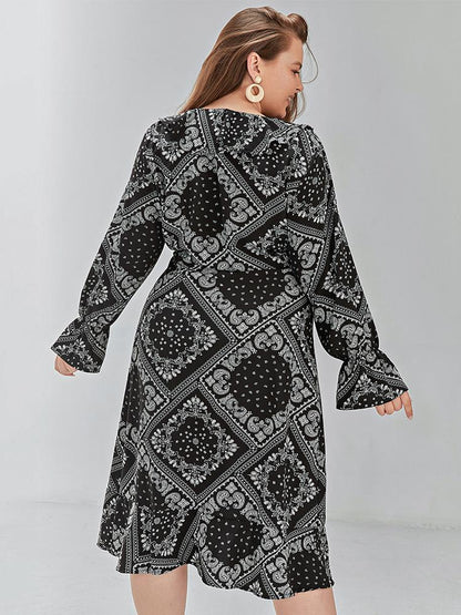 Vintage Printed Wrap Dress