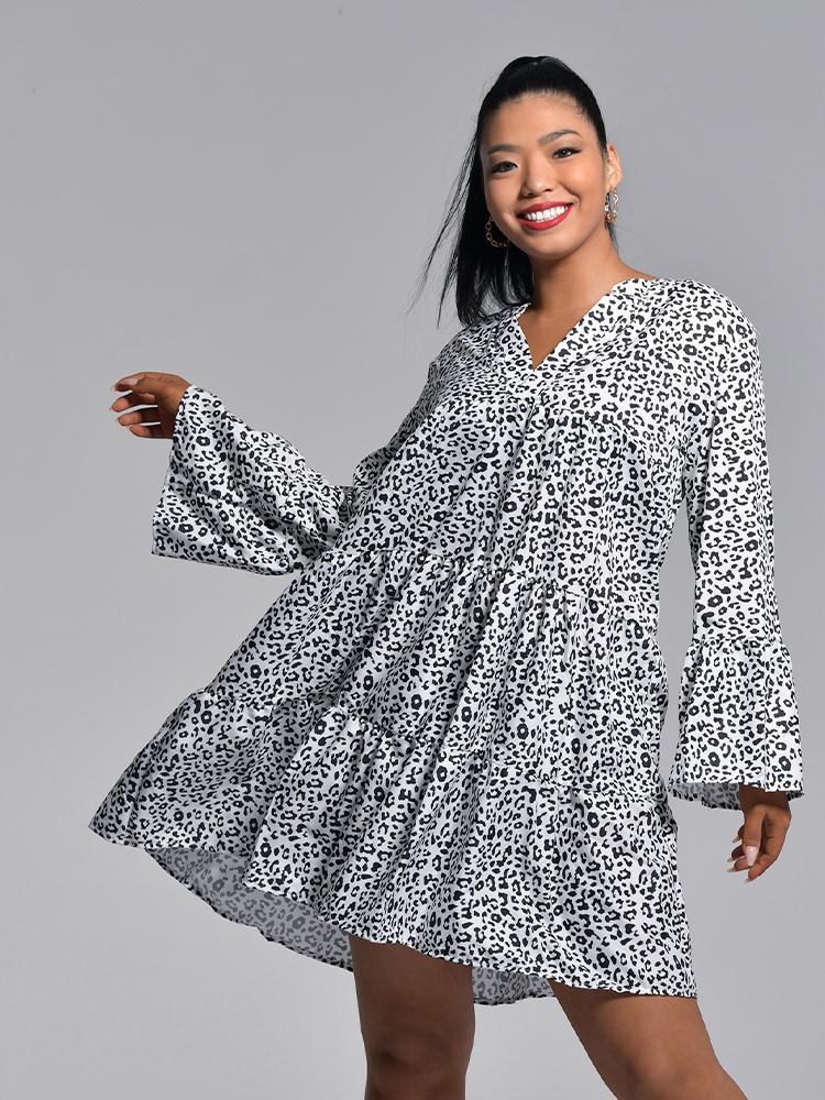 V-neck Leopard Dress