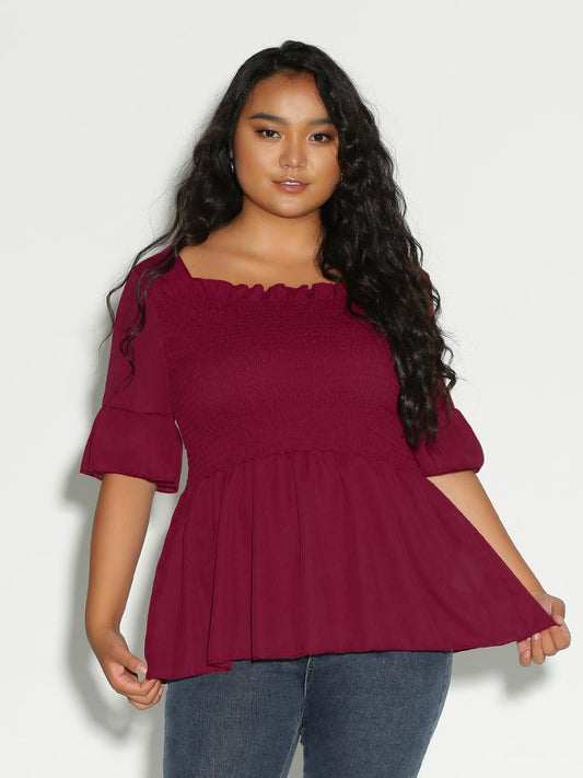 Square Neck Ruffle Hem Dress