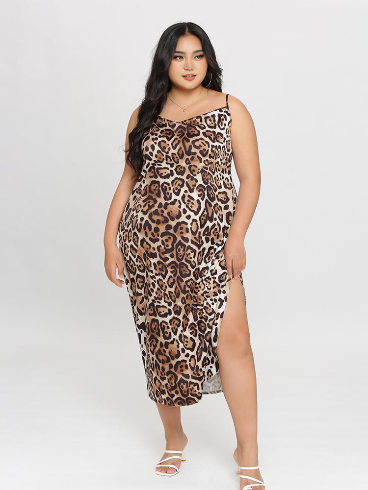 Leopard Slit Cami Dress