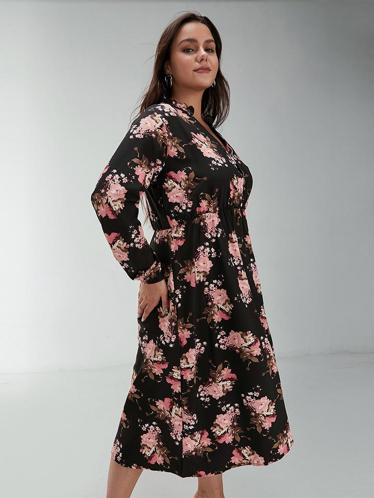 Floral Long Sleeve Midi Dress