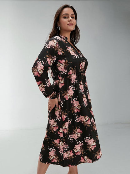Floral Long Sleeve Midi Dress