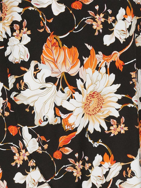 Asymmetrical Hem Floral Skirt